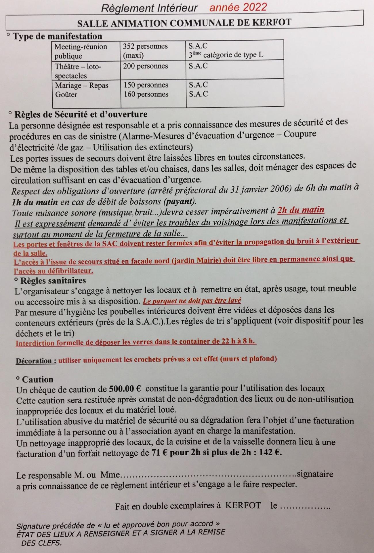 Reglement interieur sac 2022