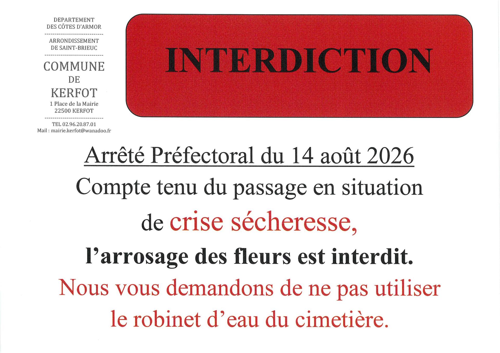 Cimetiere interdiction eau 1